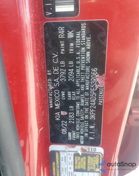 2023 Kia Forte Lx из США, поврежденный, VIN 3KPF24AD5PE532066